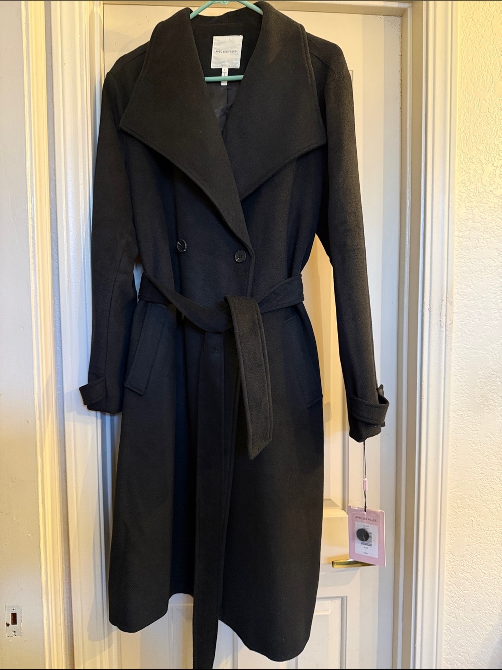 Avec Les Filles Black Trench Coat with Belt
